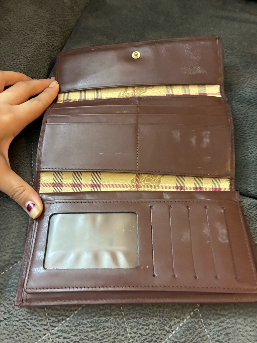 Burberry Tan and Brown Plaid Continental Wallet - Picture 3 of 5